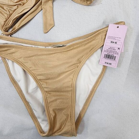 Wild Fable two-piece Bikini Gold Top XS Bottom S Swimsuit - Picture 6 of 9